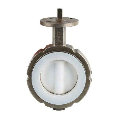 Válvula de borboleta revestida de PTFE mental ou borracha 